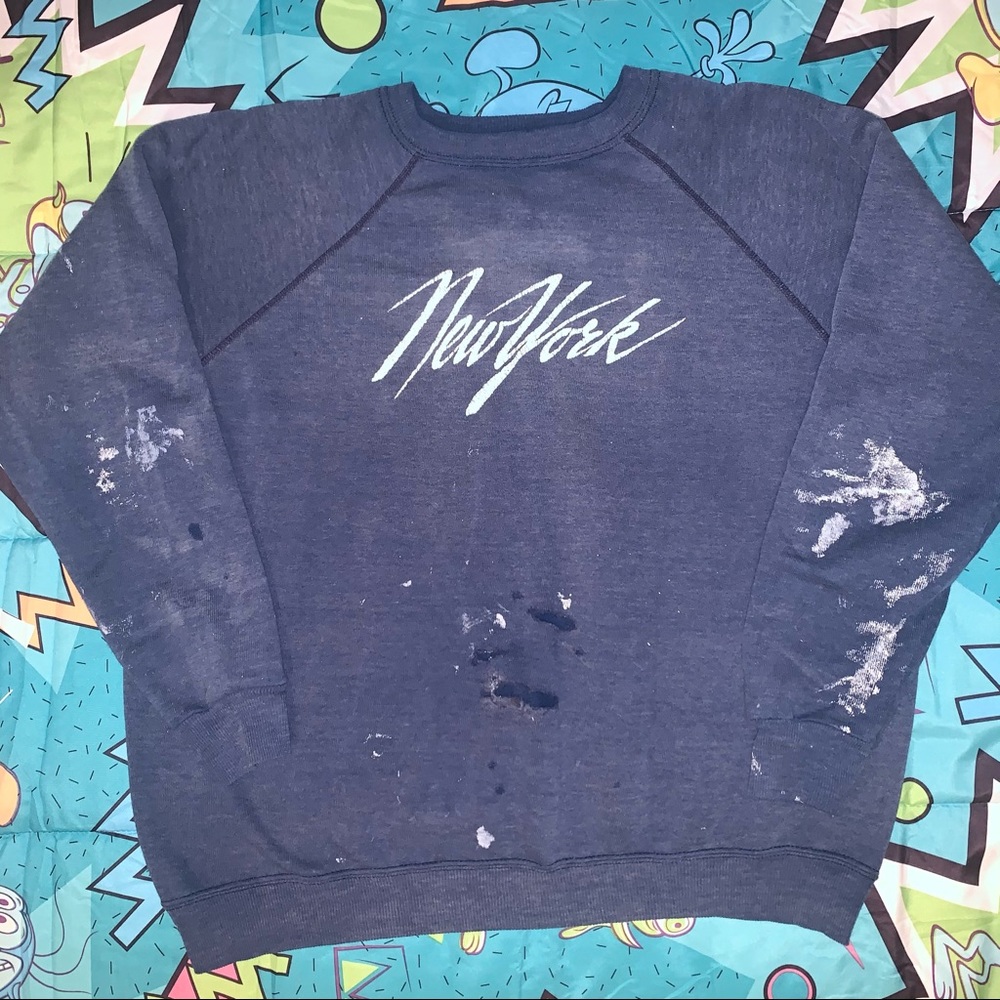 Vtg Thrashed Distressed Faded NEW YORK Sweatshirt